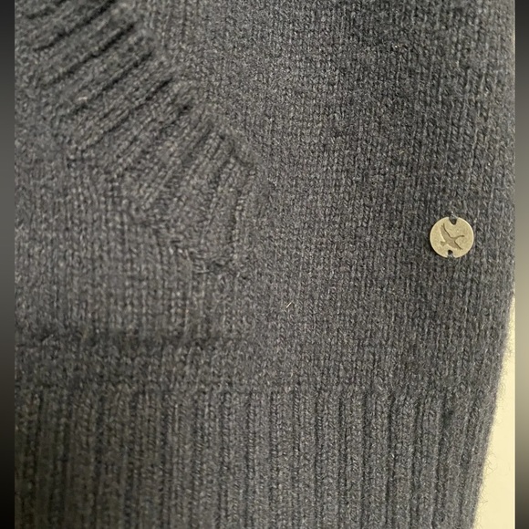 EDDIE BAUER - Navy Blue Wool Blend Fair Isle Nordic Full Zip Knit Hoodie Women M - Picture 3 of 6